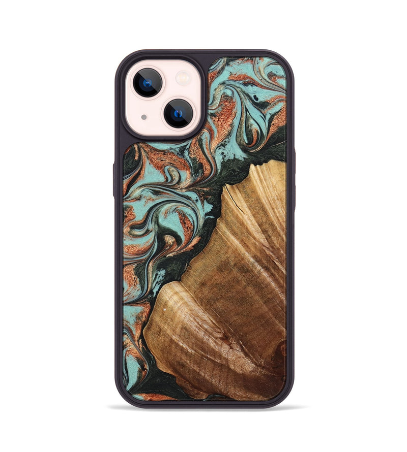 iPhone 14 Wood Phone Case - Eboni (Green, 823527)