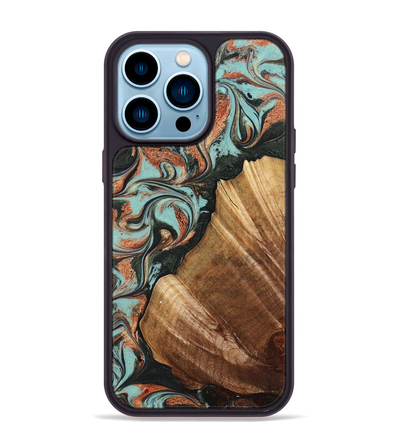 iPhone 14 Pro Max Wood Phone Case - Eboni (Green, 823527)