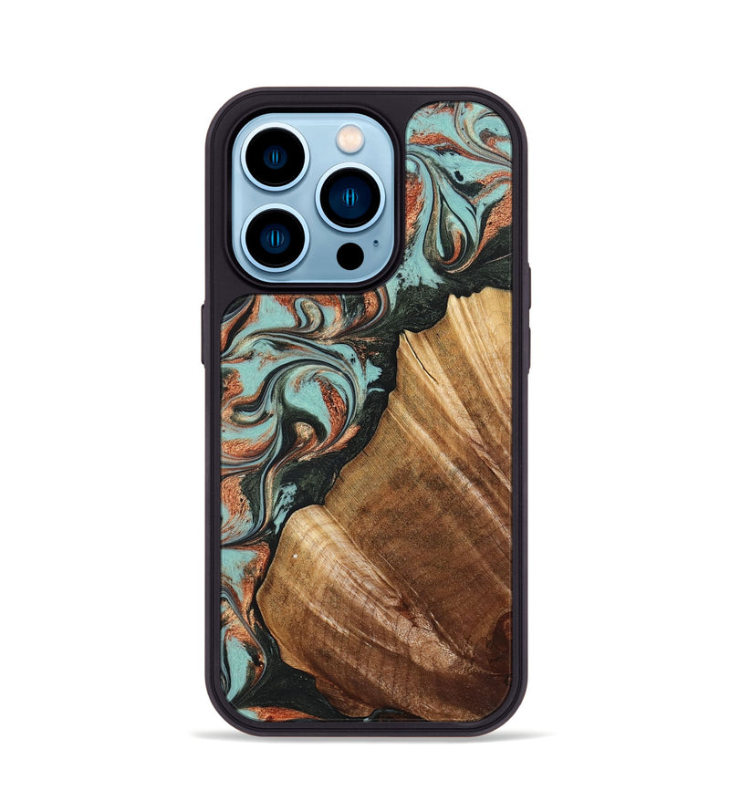iPhone 14 Pro Wood Phone Case - Eboni (Green, 823527)