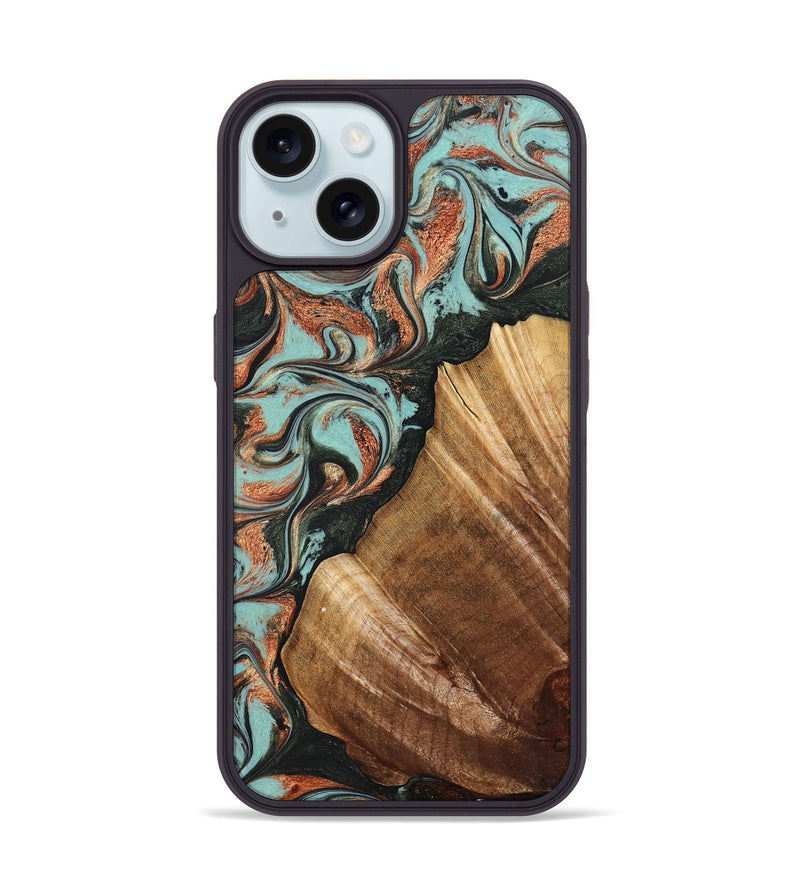 iPhone 15 Wood Phone Case - Eboni (Green, 823527)