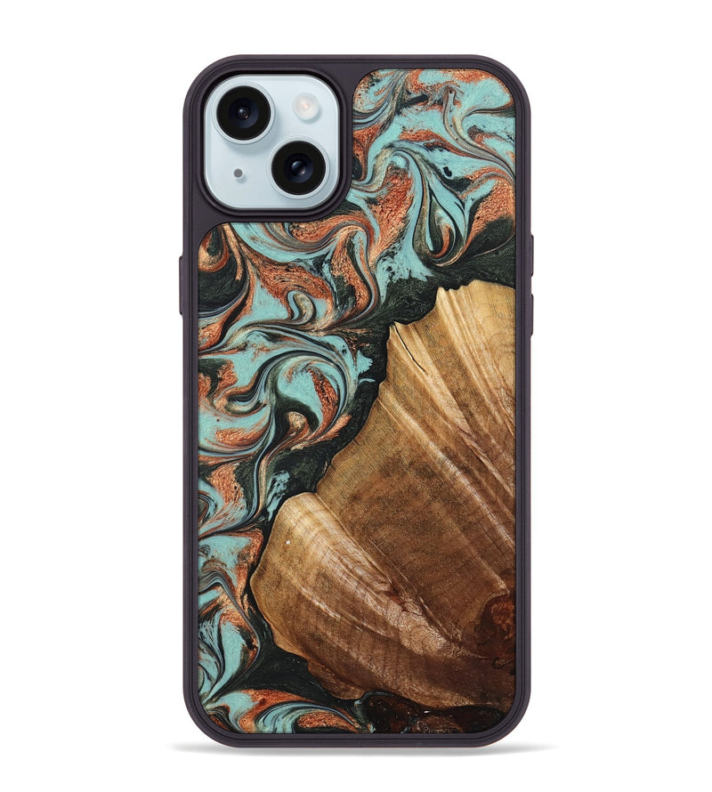 iPhone 15 Plus Wood Phone Case - Eboni (Green, 823527)