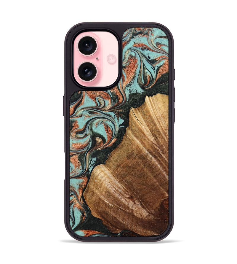 iPhone 16 Wood Phone Case - Eboni (Green, 823527)