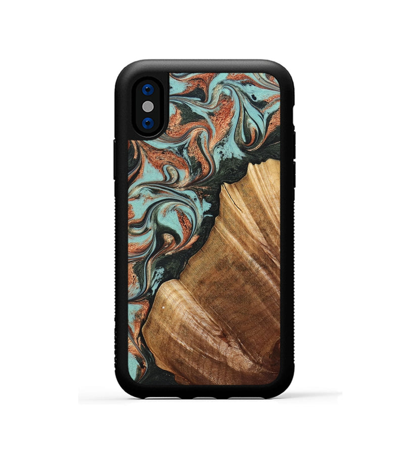 iPhone Xs Wood Phone Case - Eboni (Green, 823527)