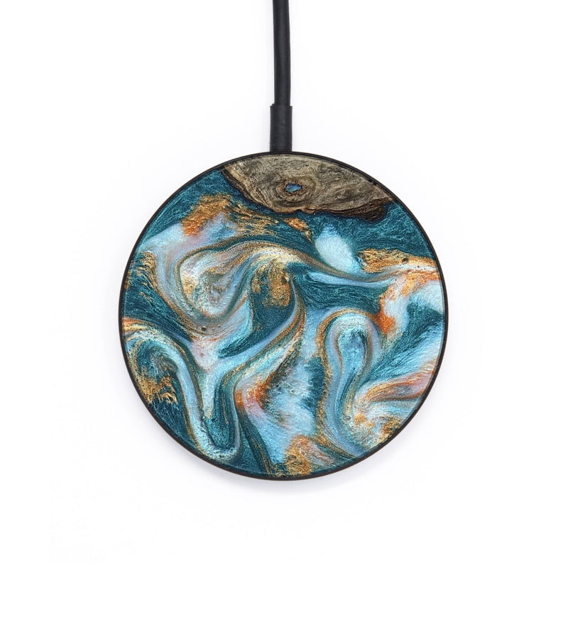 Circle Wood Wireless Charger - Elio (Teal & Gold, 823528)