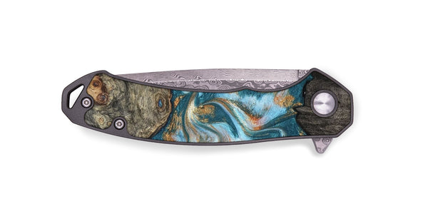 EDC Wood Pocket Knife - Elio (Teal & Gold, 823528)
