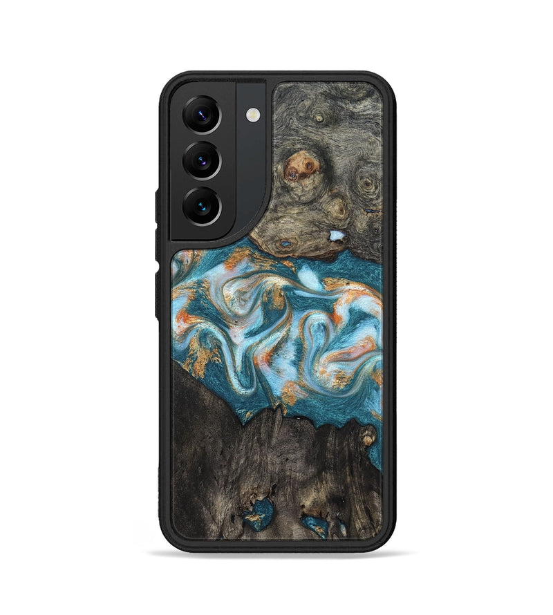 Galaxy S22 Wood Phone Case - Elio (Teal & Gold, 823528)