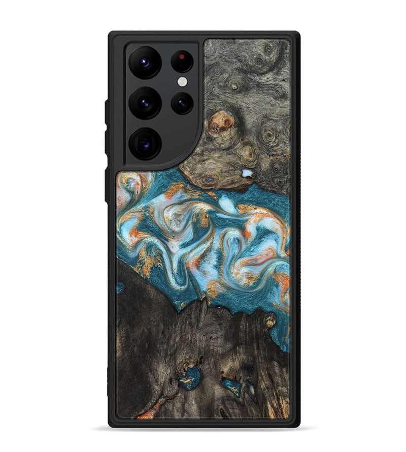 Galaxy S22 Ultra Wood Phone Case - Elio (Teal & Gold, 823528)