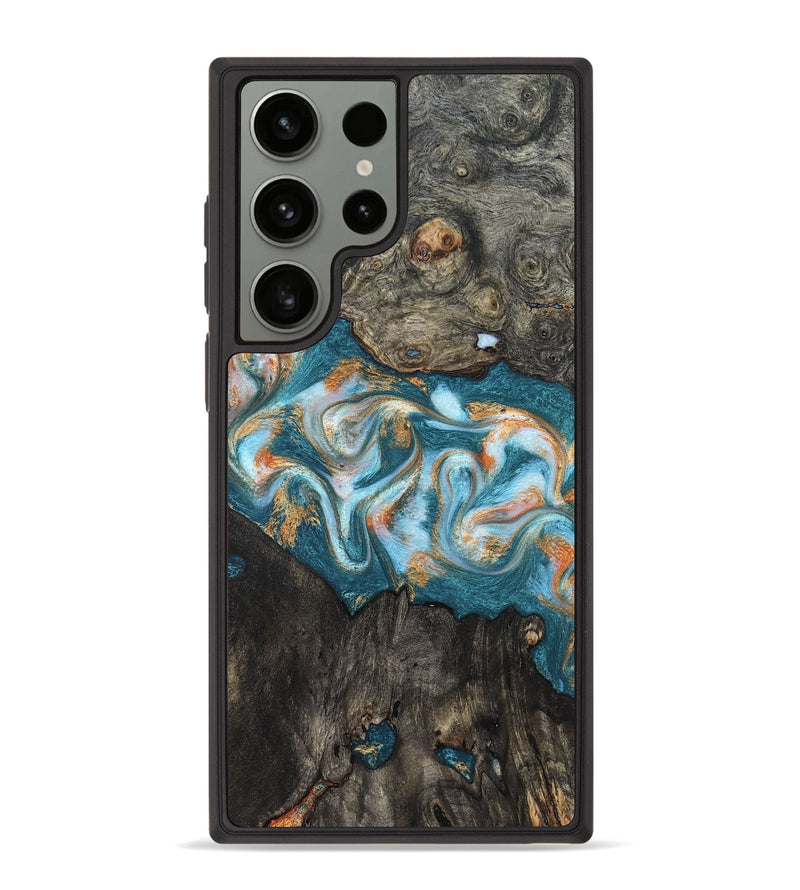 Galaxy S23 Ultra Wood Phone Case - Elio (Teal & Gold, 823528)