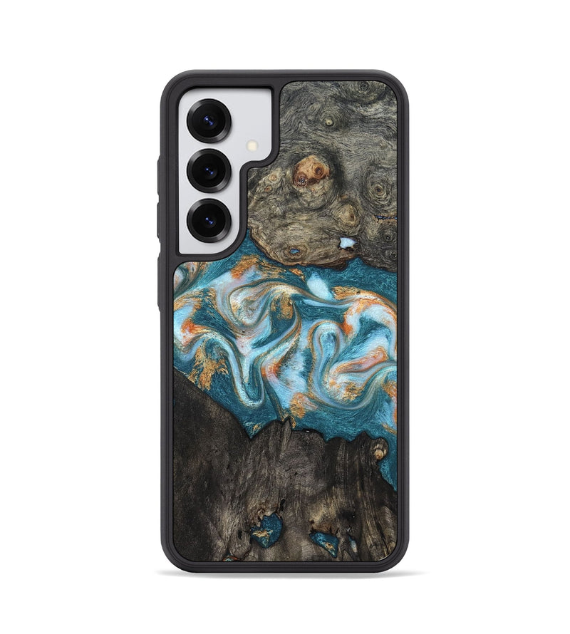 Galaxy S25 Wood Phone Case - Elio (Teal & Gold, 823528)