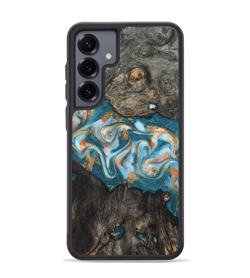 Galaxy S25 Plus Wood Phone Case - Elio (Teal & Gold, 823528)