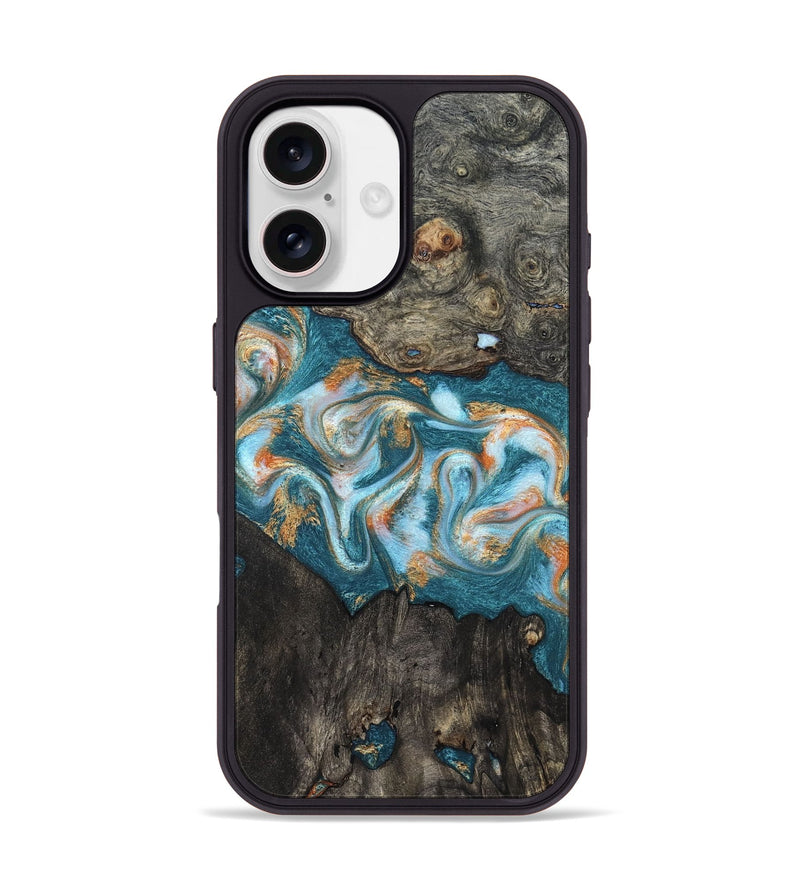 iPhone 17 Wood Phone Case - Elio (Teal & Gold, 823528)