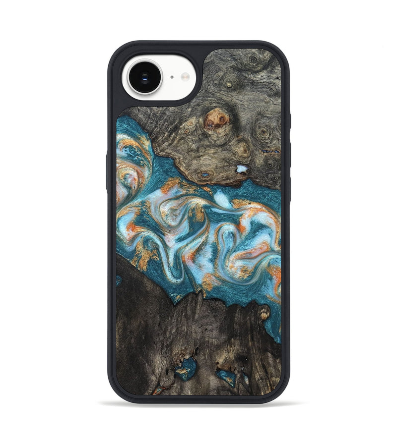 iPhone 17e Wood Phone Case - Elio (Teal & Gold, 823528)