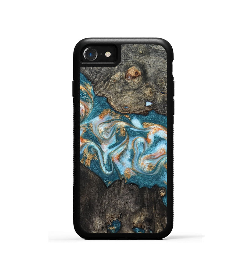 iPhone SE Wood Phone Case - Elio (Teal & Gold, 823528)