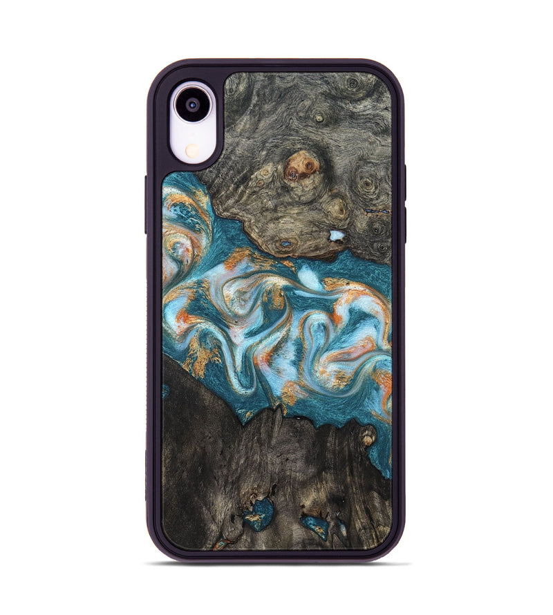 iPhone Xr Wood Phone Case - Elio (Teal & Gold, 823528)
