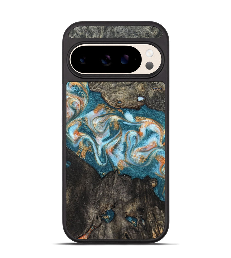 Pixel 10 Wood Phone Case - Elio (Teal & Gold, 823528)