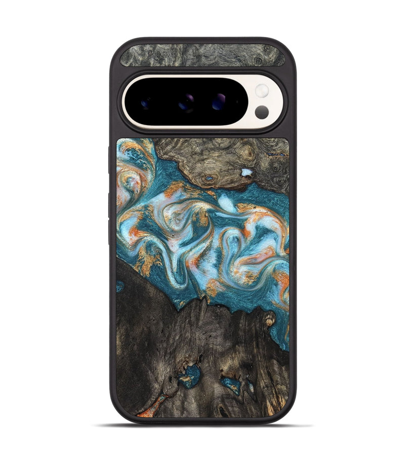 Pixel 9 Wood Phone Case - Elio (Teal & Gold, 823528)