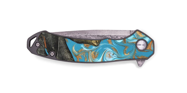 EDC Wood Pocket Knife - Jerome (Teal & Gold, 823529)