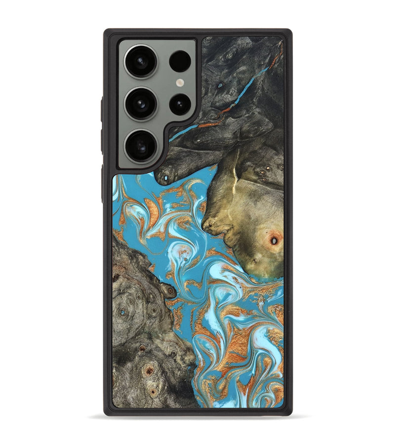 Galaxy S23 Ultra Wood Phone Case - Jerome (Teal & Gold, 823529)