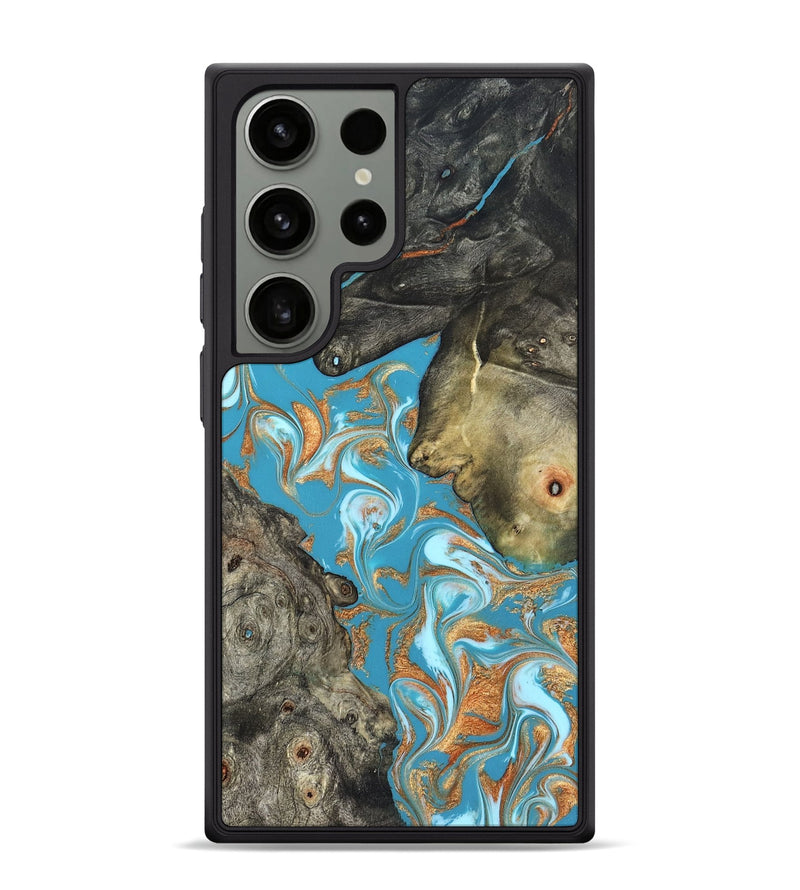 Galaxy S24 Ultra Wood Phone Case - Jerome (Teal & Gold, 823529)