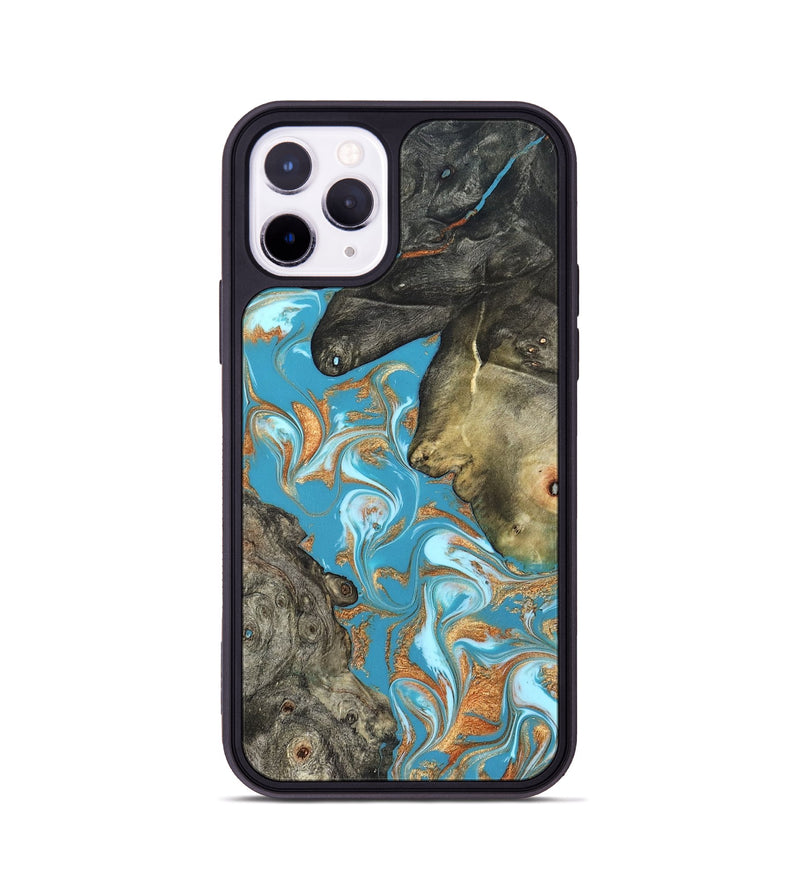 iPhone 11 Pro Wood Phone Case - Jerome (Teal & Gold, 823529)