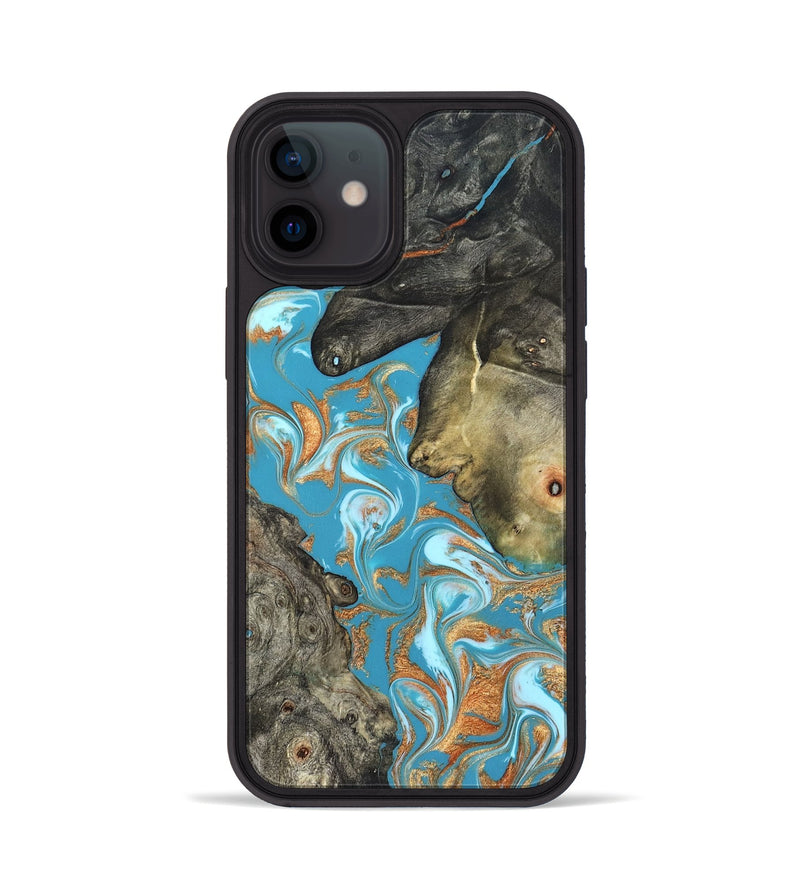 iPhone 12 Wood Phone Case - Jerome (Teal & Gold, 823529)