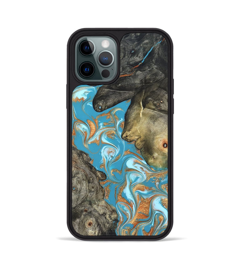iPhone 12 Pro Wood Phone Case - Jerome (Teal & Gold, 823529)