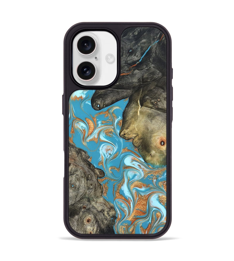 iPhone 17 Wood Phone Case - Jerome (Teal & Gold, 823529)