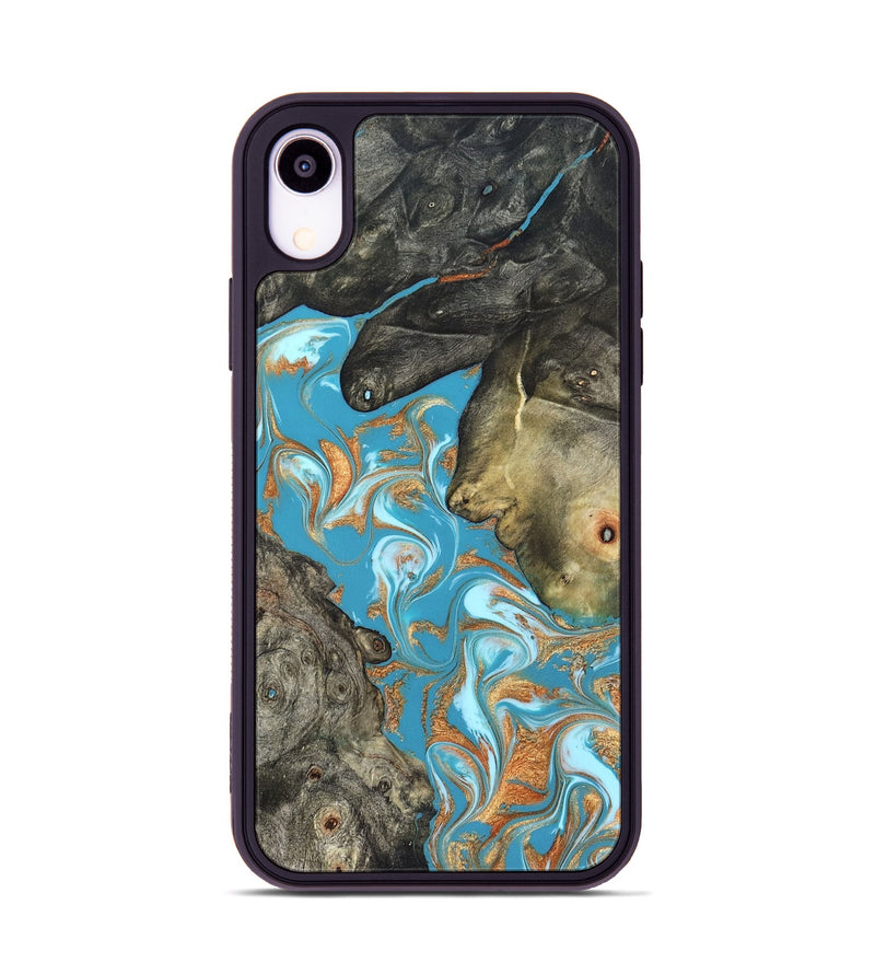 iPhone Xr Wood Phone Case - Jerome (Teal & Gold, 823529)