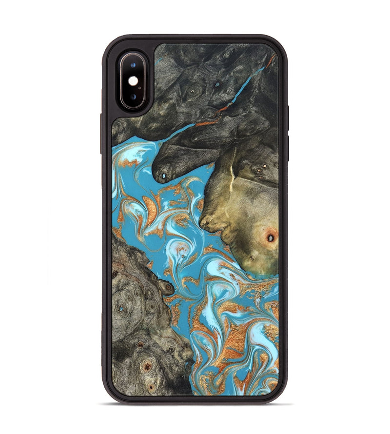 iPhone Xs Max Wood Phone Case - Jerome (Teal & Gold, 823529)