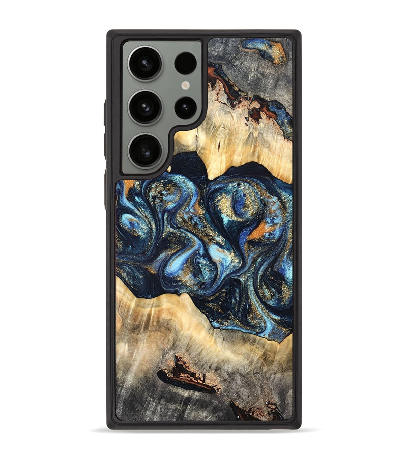 Galaxy S23 Ultra Wood Phone Case - Deron (Teal & Gold, 823530)