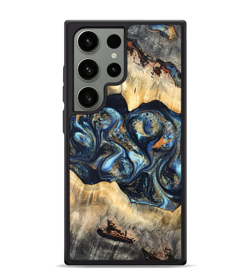 Galaxy S24 Ultra Wood Phone Case - Deron (Teal & Gold, 823530)