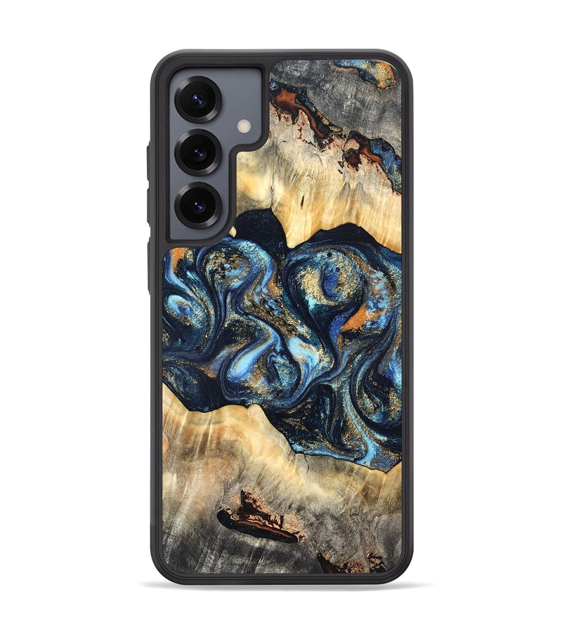 Galaxy S25 Plus Wood Phone Case - Deron (Teal & Gold, 823530)