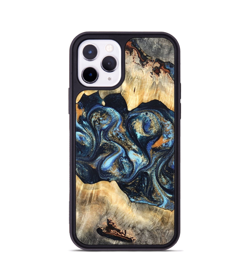 iPhone 11 Pro Wood Phone Case - Deron (Teal & Gold, 823530)