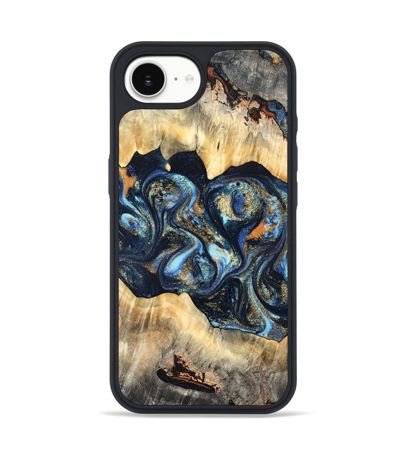 iPhone 17e Wood Phone Case - Deron (Teal & Gold, 823530)