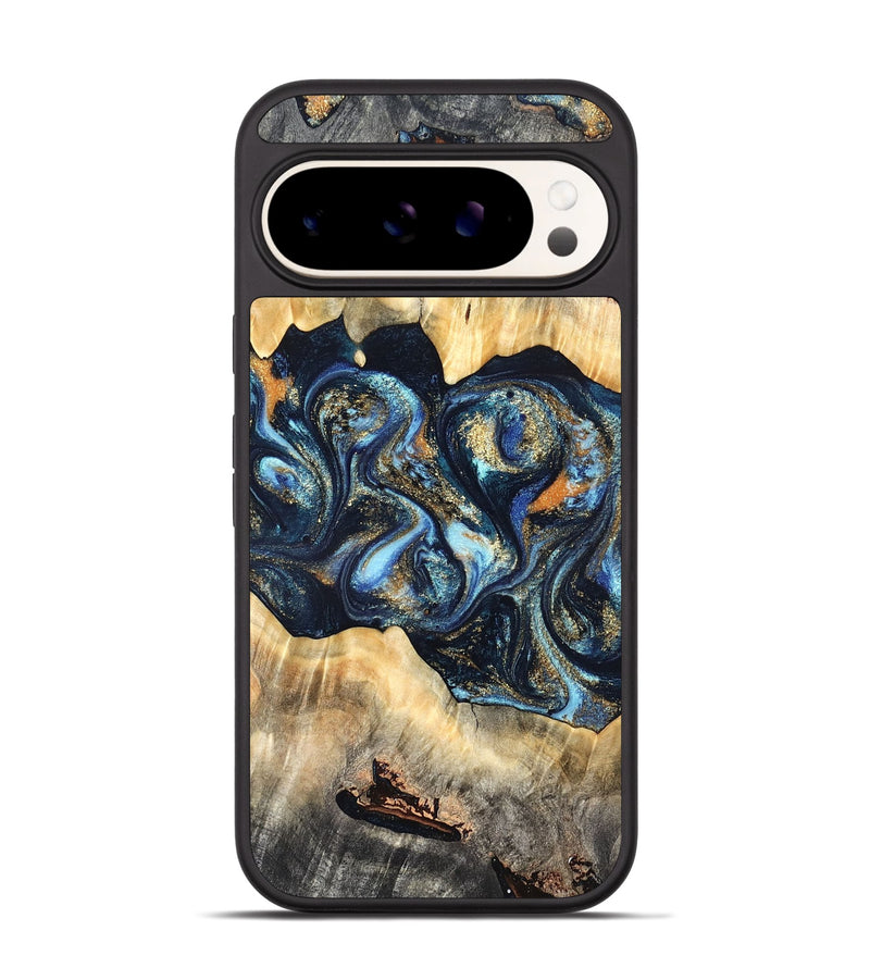Pixel 9 Wood Phone Case - Deron (Teal & Gold, 823530)