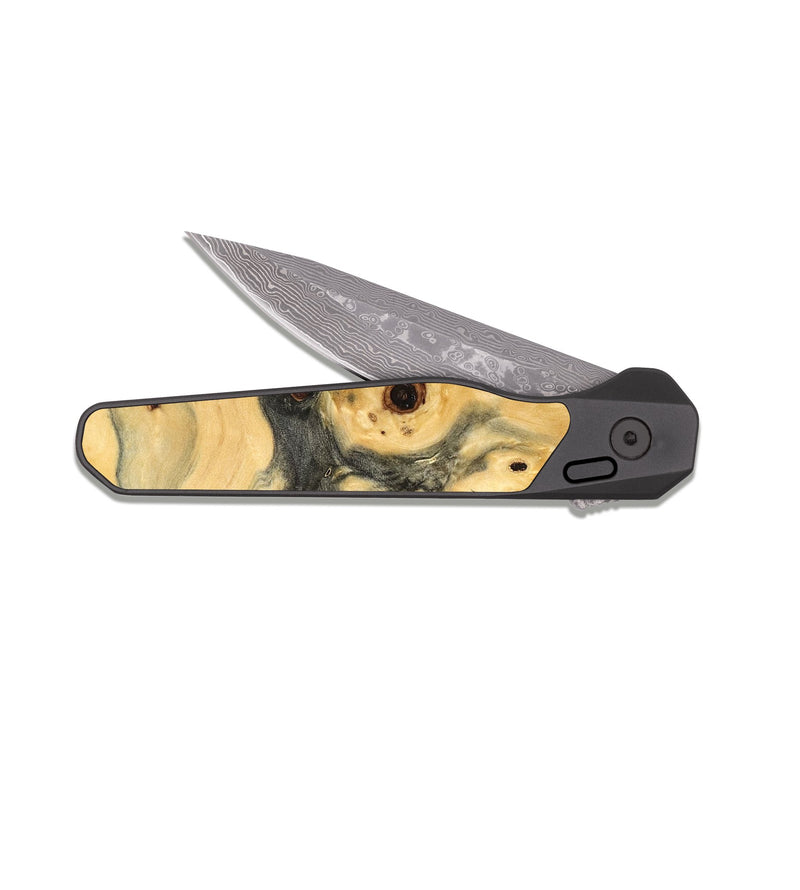 EDC Dark Damascus Wood Pocket Knife - Davonte (Wood Burl, 823534)