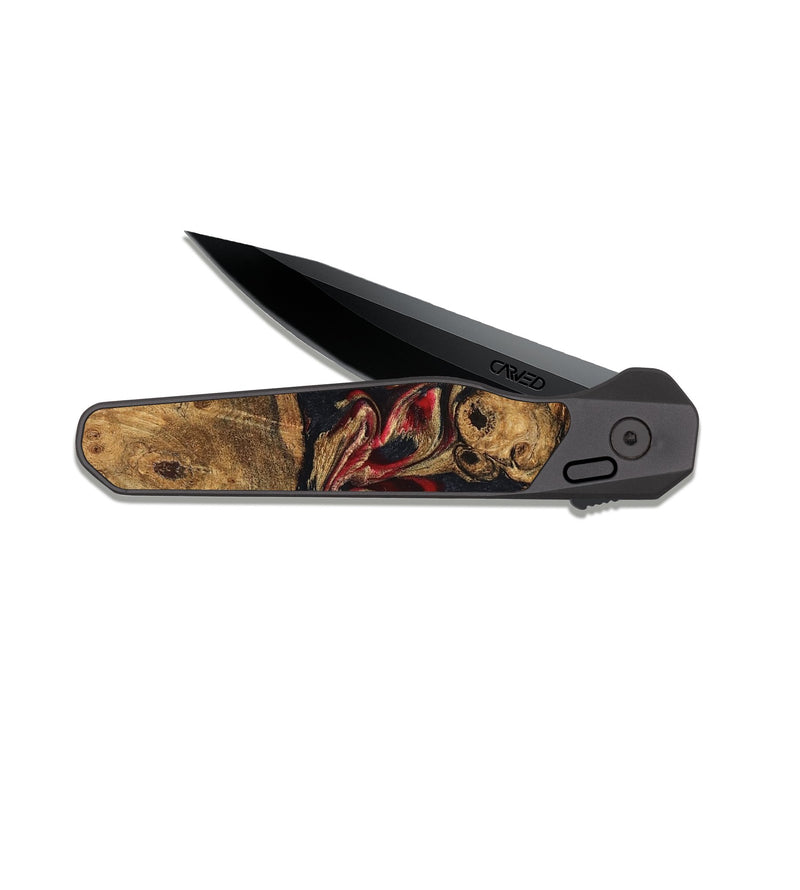 EDC Dark Slate Wood Pocket Knife - Tawanna (Red, 823536)