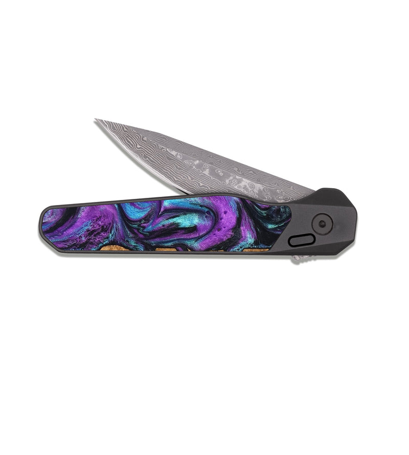 EDC Dark Damascus Wood Pocket Knife - Debbra (Pattern, 823541)