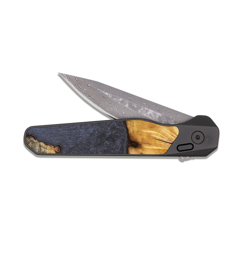 EDC Dark Damascus Wood Pocket Knife - Soleil (Wood Burl, 823543)