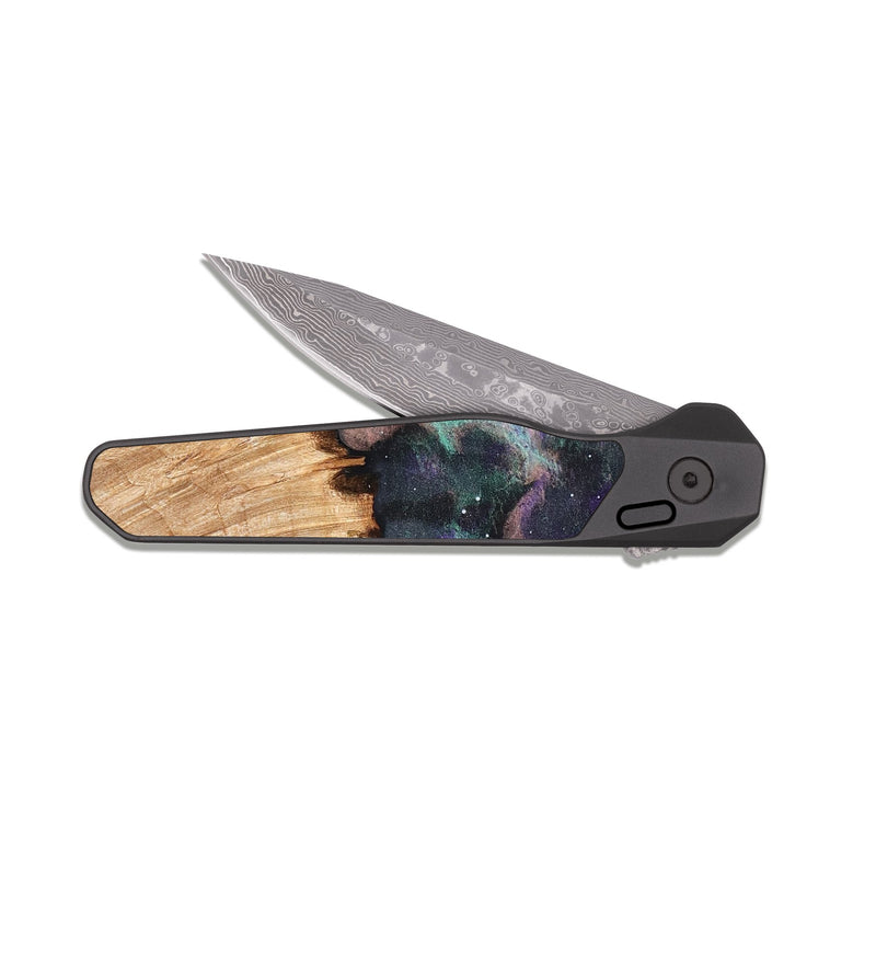EDC Dark Damascus Wood Pocket Knife - Kunta (Cosmos, 823544)