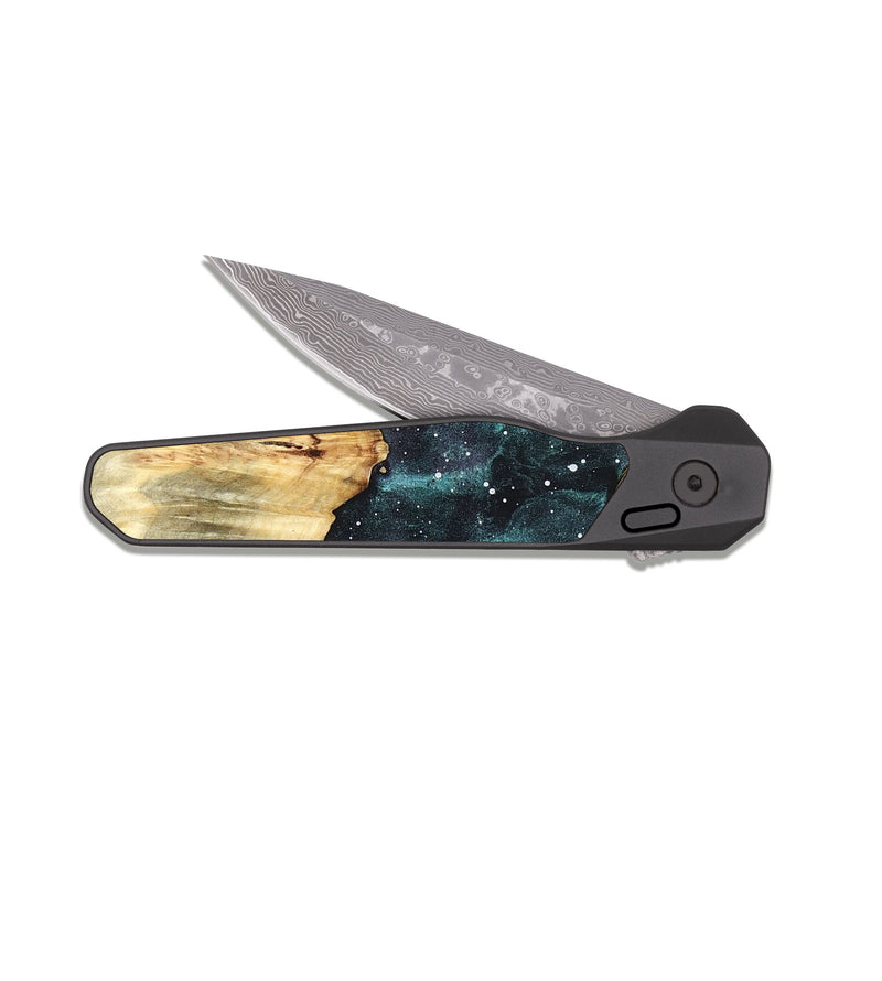 EDC Dark Damascus Wood Pocket Knife - Alpha (Cosmos, 823558)