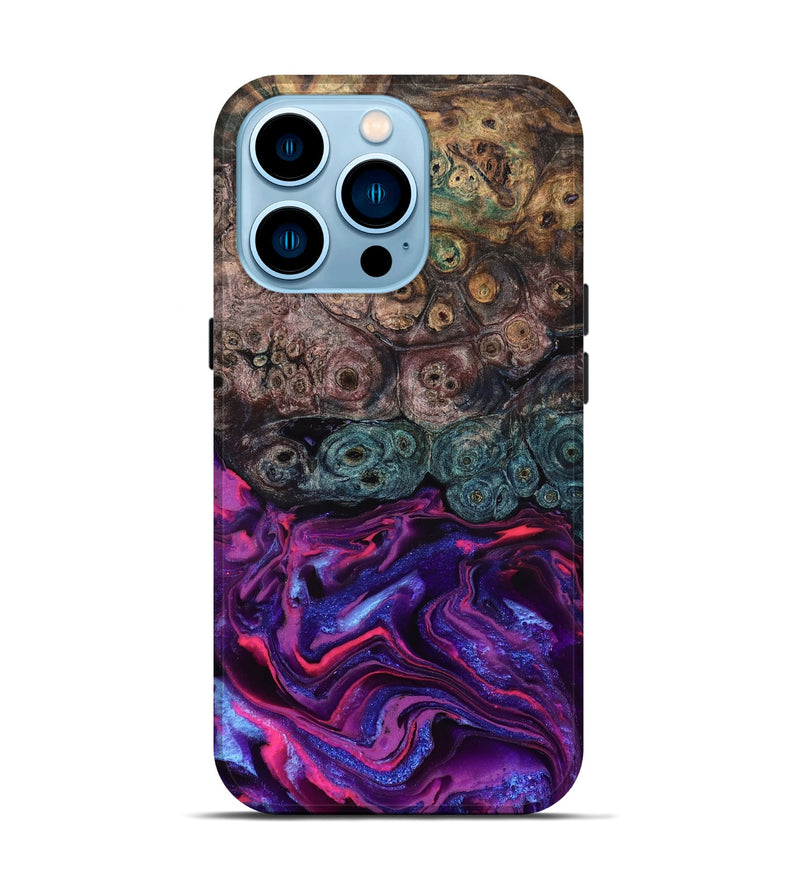 iPhone 14 Pro Wood Live Edge Phone Case - Tariq (Purple, 823569)