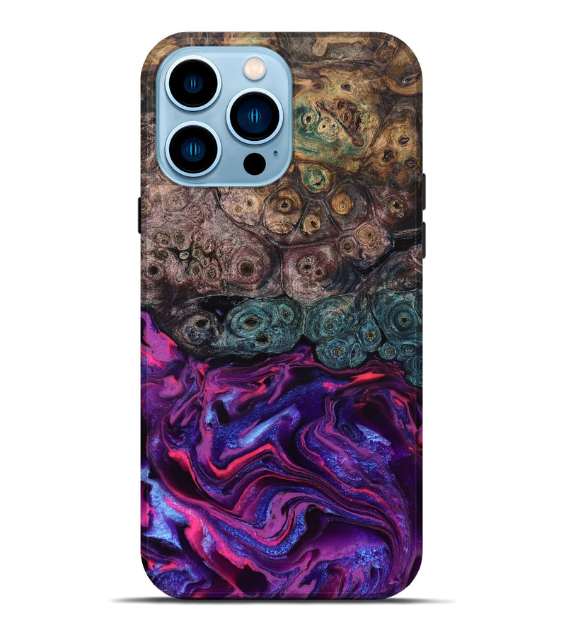 iPhone 14 Pro Max Wood Live Edge Phone Case - Tariq (Purple, 823569)