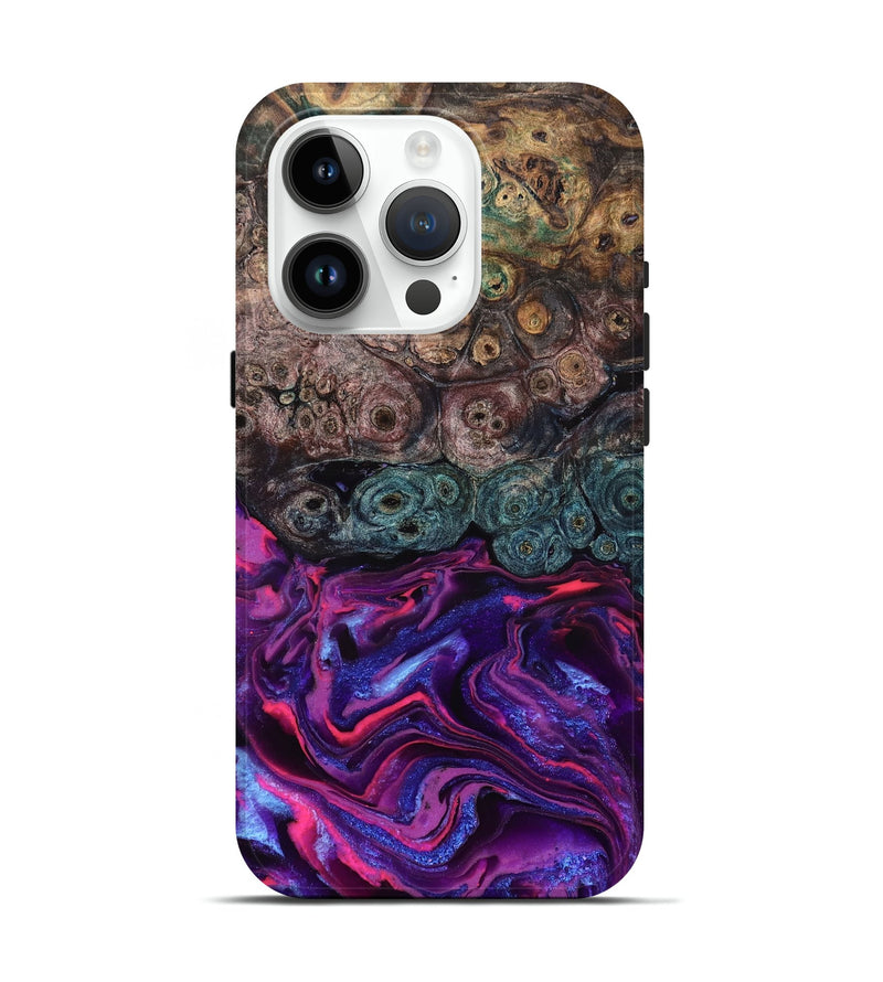 iPhone 15 Pro Wood Live Edge Phone Case - Tariq (Purple, 823569)