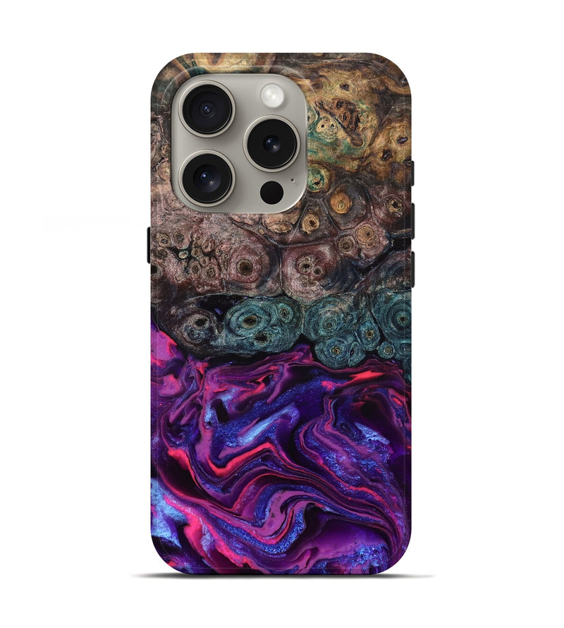 iPhone 16 Pro Wood Live Edge Phone Case - Tariq (Purple, 823569)
