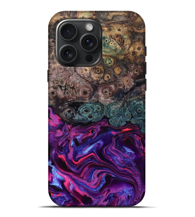 iPhone 16 Pro Max Wood Live Edge Phone Case - Tariq (Purple, 823569)