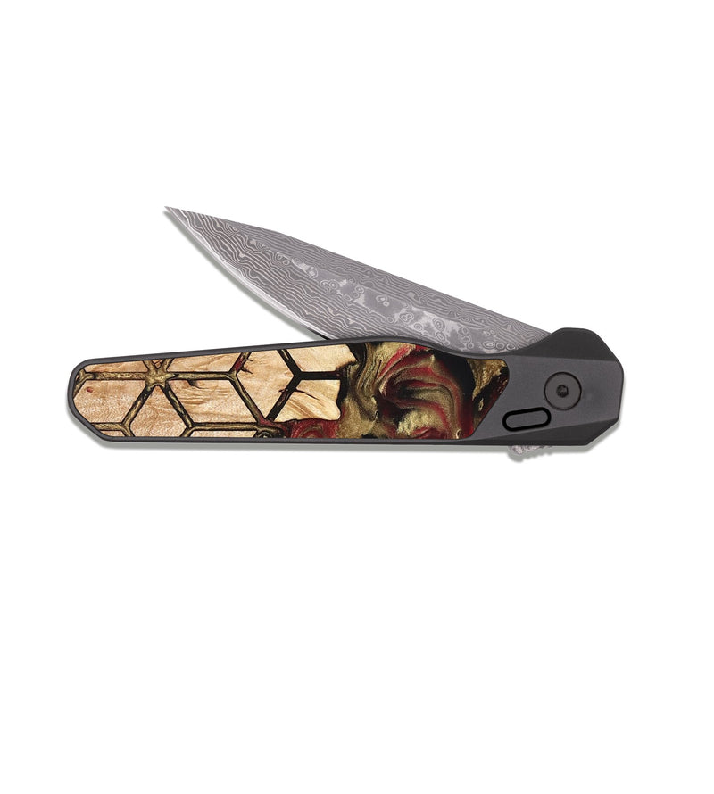 EDC Dark Damascus Wood Pocket Knife - Luciano (Pattern, 823588)