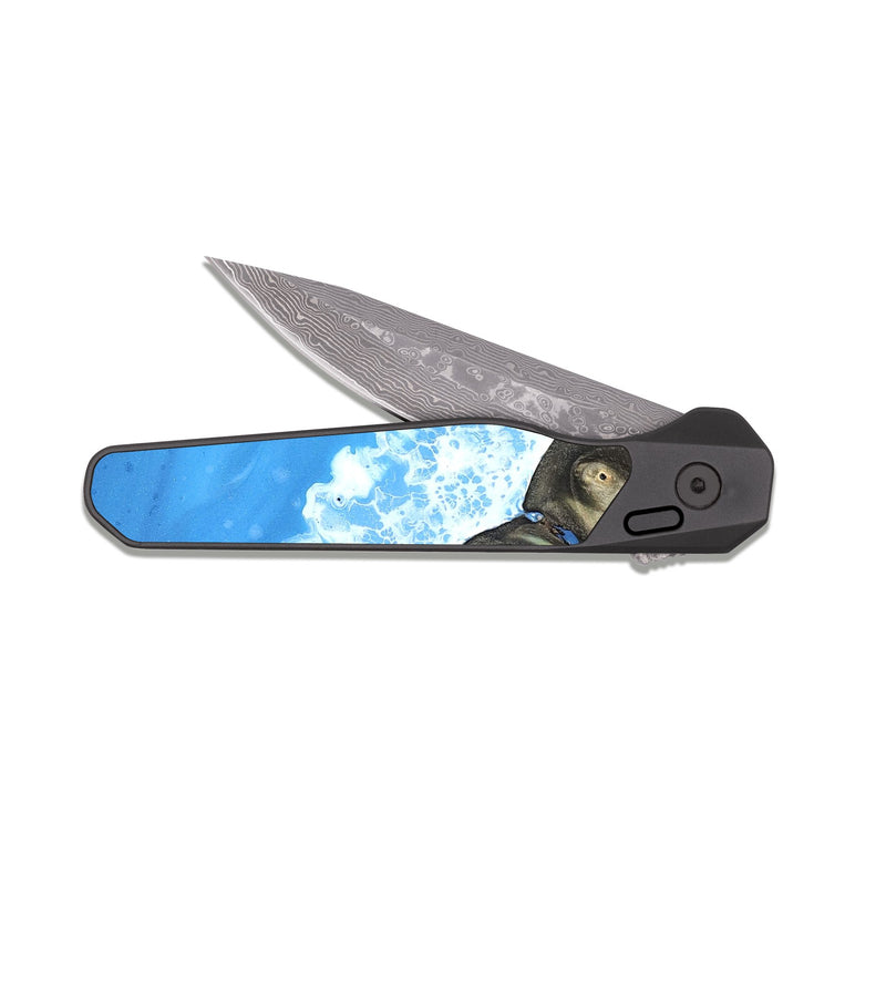 EDC Dark Damascus Wood Pocket Knife - Tessa (Coastal, 823611)