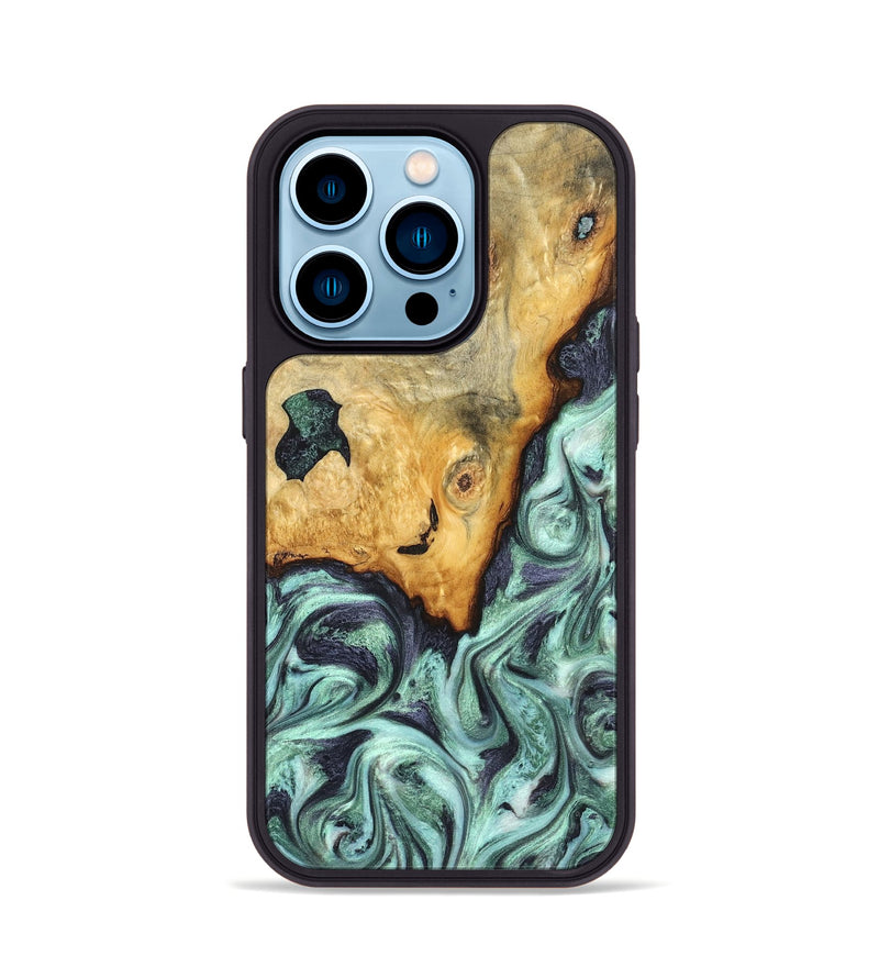 iPhone 14 Pro Wood Phone Case - Crissy (Green, 823643)