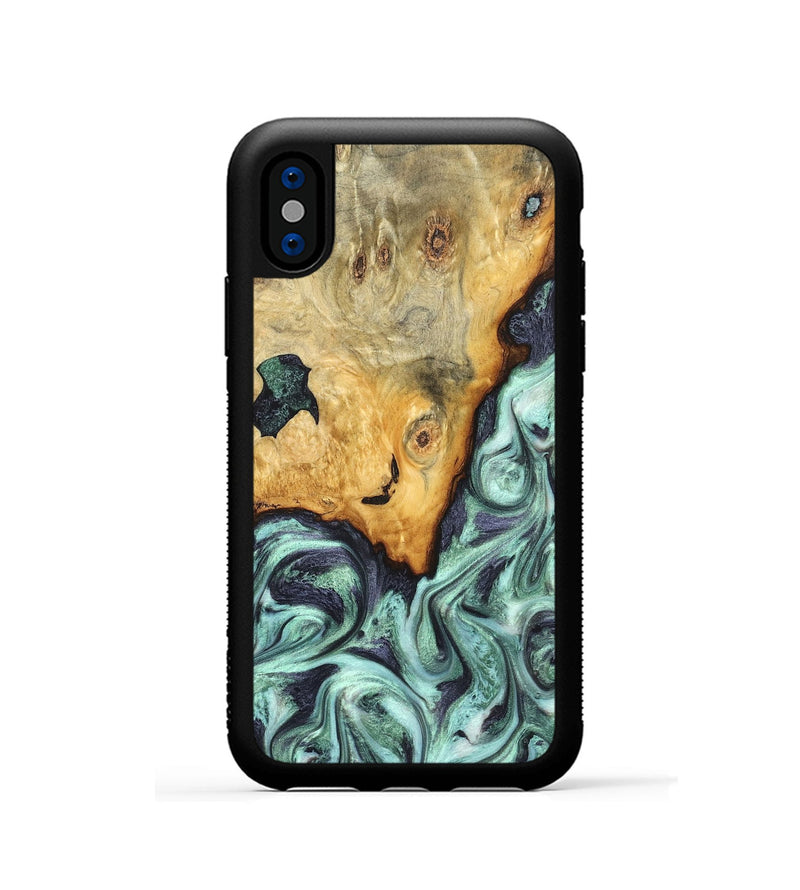 iPhone Xs Wood Phone Case - Crissy (Green, 823643)